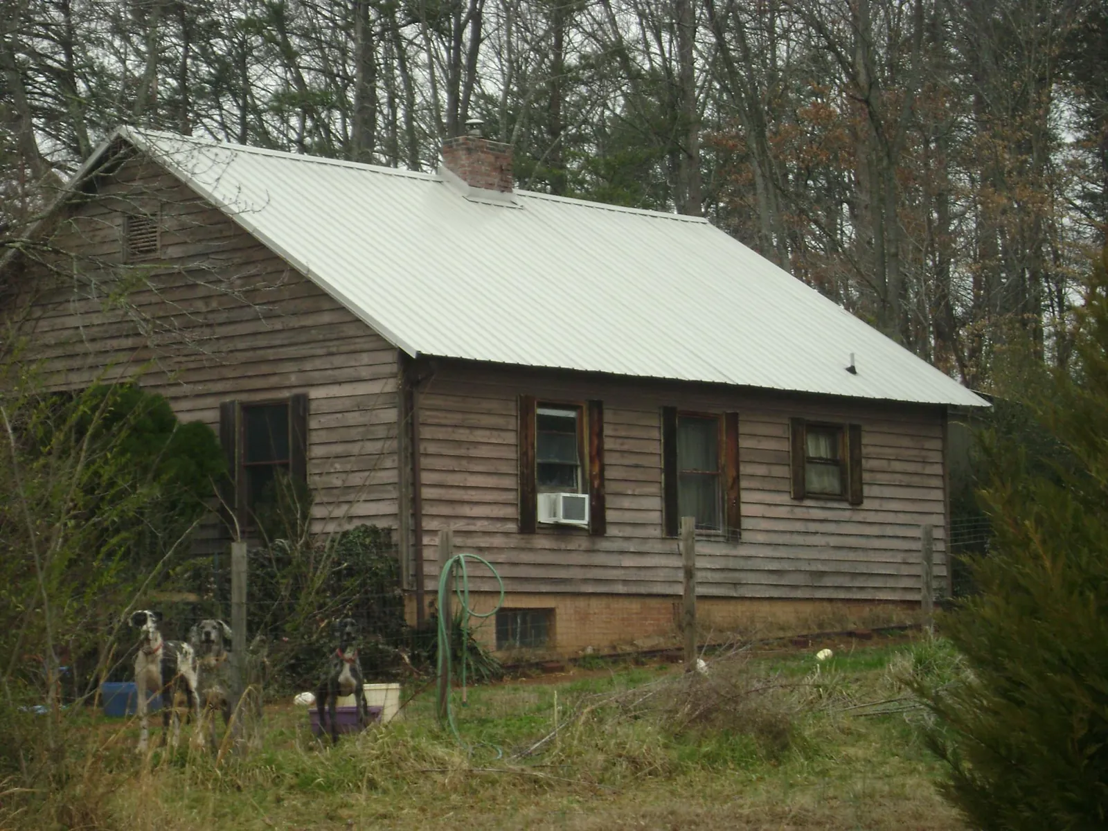 White metal roof on an old wood sided farmhouse, from a Asphalt Shingle Roof Repair job in Horseheads